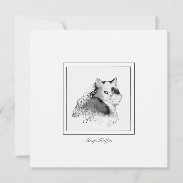 Carte De Correspondance RagaMuffin Chat Charbon esquissé (Devant)