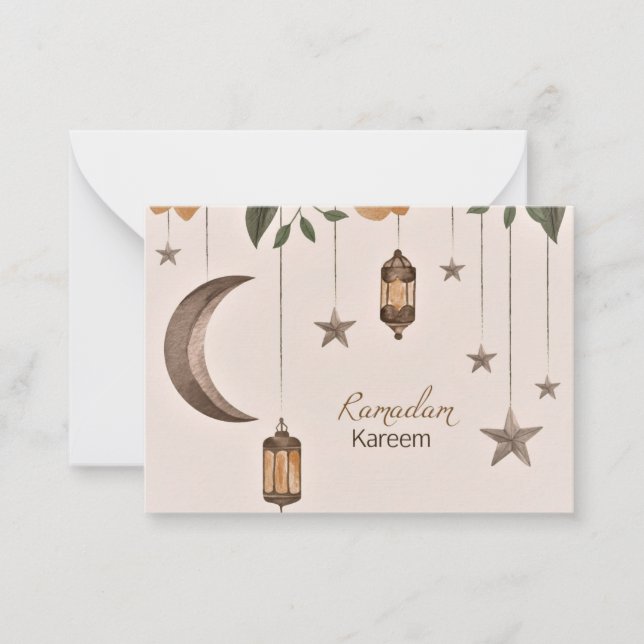 Carte De Correspondance Ramadan Kareem lune et étoiles (Devant)