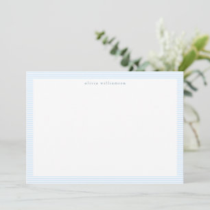 Carte De Correspondance Rayure bleu clair Préppy Classique Nom personnalis