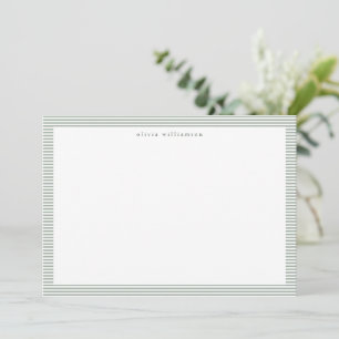Carte De Correspondance Rayure Vert Sauge Pré-nom Classique Personnalisé