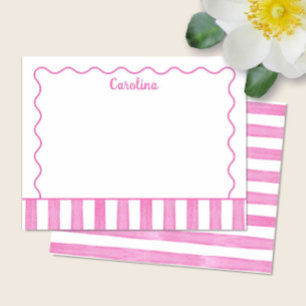 Carte De Correspondance Rayures roses aquarelle ondulées mignonnes