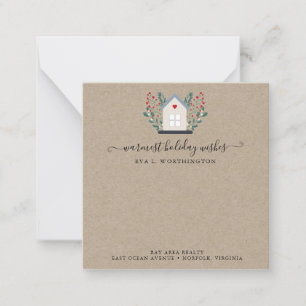 Carte De Correspondance Realtor Home Vacances Vacances Hiver Vert Logo 