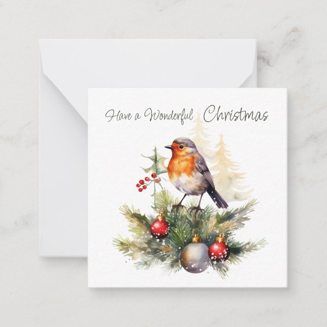 Carte De Correspondance Red Robin Pine Christmas Enclosure Card (Devant)