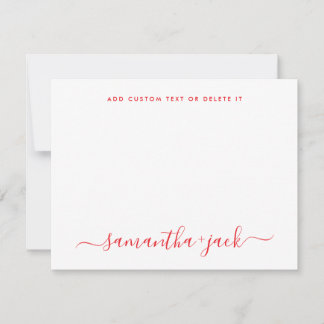 Carte De Correspondance Red Stylish Script Elegant Minimalist