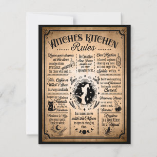 Carte De Correspondance Règles de cuisine des sorcières Halloween Vintage