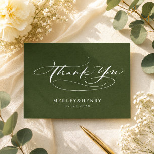 Carte De Correspondance Remerciement de budget de mariage vert olive Scrip