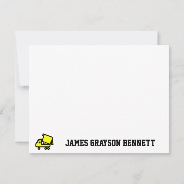 Carte De Correspondance Remerciement de camion à benne (Devant)