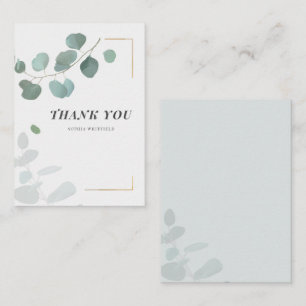 Carte De Correspondance Remerciement géométrique de budget Eucalyptus Verd