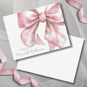 Carte De Correspondance Remerciements avec un élégant nœud rose personnali