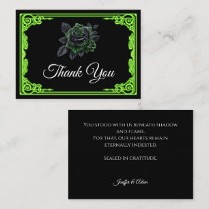 Carte De Correspondance Remerciements de mariage gothique vert sorcier lum