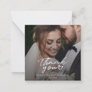 Carte De Correspondance Remerciements de photo de mariage en écriture mode