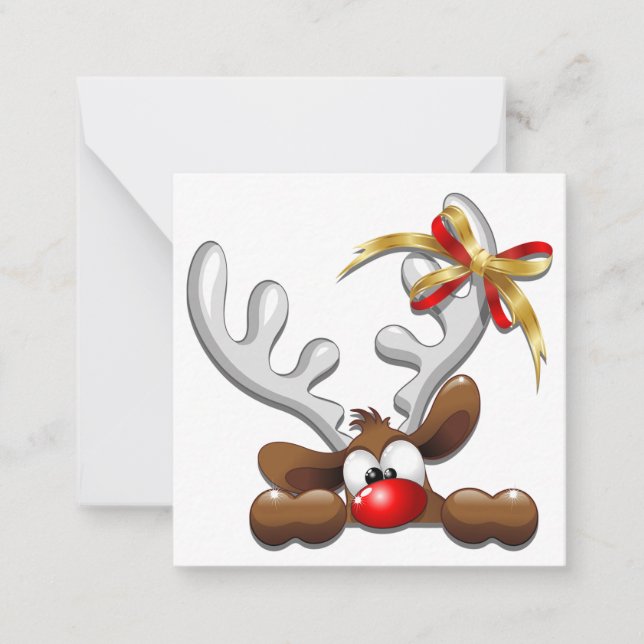 Carte De Correspondance Renne Confus Personnage de Noël Drôle (Devant)