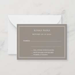 Carte De Correspondance Réponse de mariage ivoire taupe RSVP