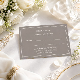 Carte De Correspondance Réponse de mariage ivoire taupe RSVP