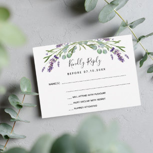 Carte De Correspondance Réponse du mariage Lavender eucalyptus RSVP
