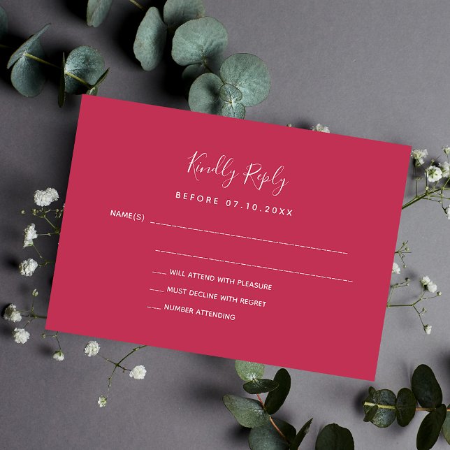 Carte De Correspondance Réponse du mariage Magenta RSVP (Créateur téléchargé)