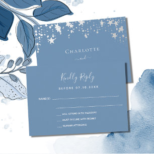 Carte De Correspondance Réponse mariage des étoiles bleues poussiéreuses R