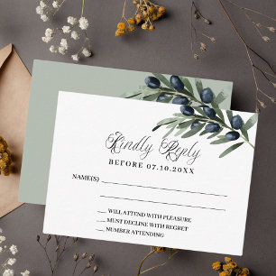 Carte De Correspondance Réponse officielle du mariage à la verdure d'olive