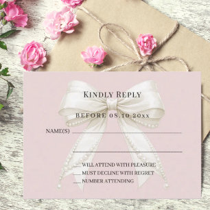 Carte De Correspondance Réponse RSVP en rose poudré et ivoire
