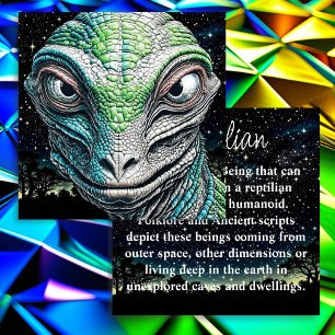Carte De Correspondance Reptilian Lizard Homme Alien Extraterrestre En cou