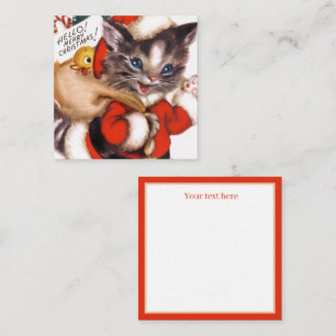 Carte De Correspondance retro vintage Christmas cat ajouter du texte