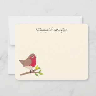 Carte De Correspondance Robin rouge rétro, illustré à la main par des Vint
