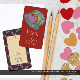 Carte De Correspondance Rockin' Heart Kid's Doodle School Valentine's