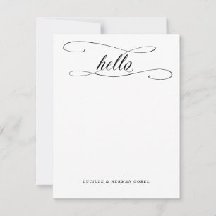 Carte De Correspondance Romantique Bonjour Calligraphie Personnalisée Pape