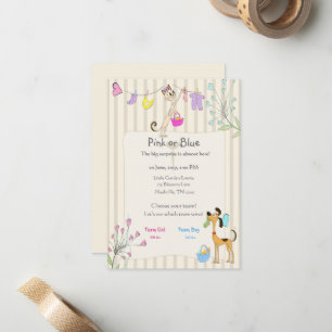 Carte De Correspondance Rosa ou Bleu Révélation du Sexe Chien & Chat
