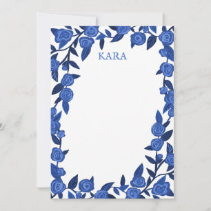 Carte De Correspondance Rose bleu Merci personnalisé Stationnaire personna