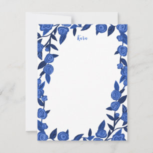 Carte De Correspondance Rose bleu Merci personnalisé Stationnaire personna