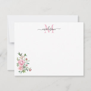Carte De Correspondance Rose d'aquarelle rose rose flou moderne
