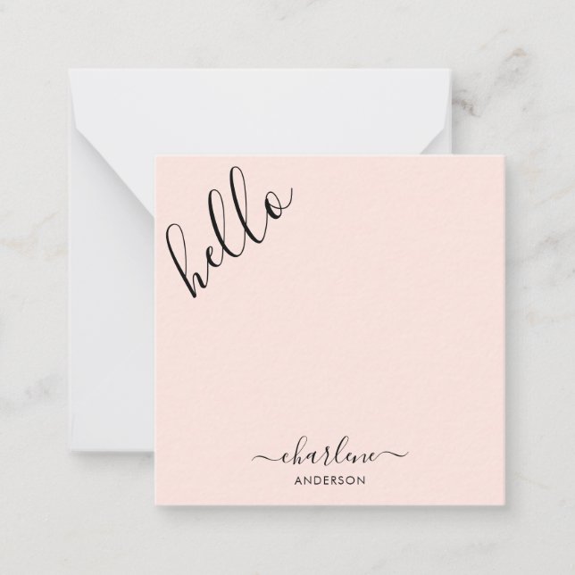 Carte De Correspondance Rose moderne rose rose bonjour Script (Devant)
