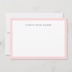Carte De Correspondance Rose Pâle Design de Monogramme Féminin Minimalis