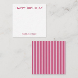 Carte De Correspondance Rose personnalisé blanc rayé