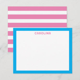 Carte De Correspondance Rose Prépa Rayures & Bleu Ciel Mignon Féminin