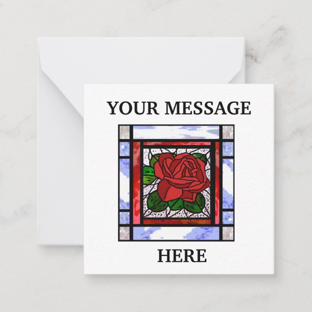 Carte De Correspondance Roses rouges Vitrail Art déco Personnalisé (Devant)