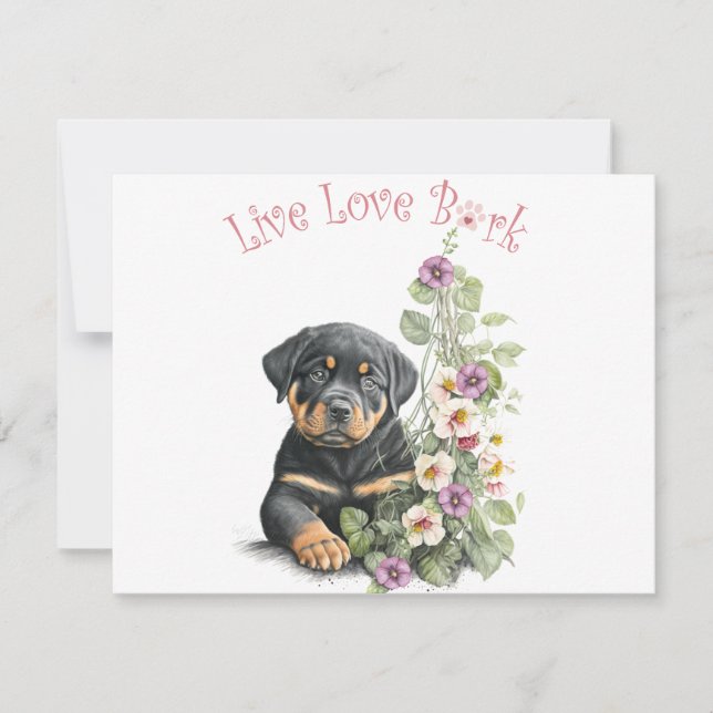 Carte De Correspondance Rottweiler Chien Maman Florale (Devant)