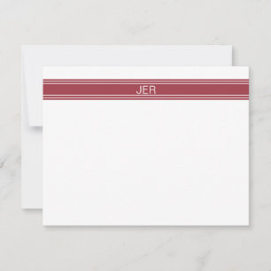 Carte De Correspondance Rouge Grenat Initiales de Nom Personnalisées Monog