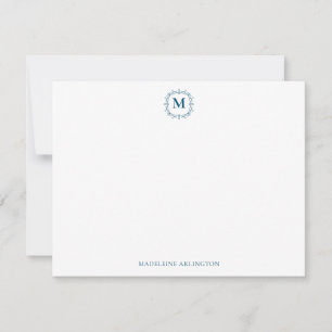 Carte De Correspondance Royal Monogram Crest Marine Bleu Personnalisé