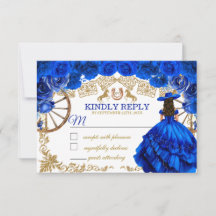 RSVP pour Quinceañera Cowboy Or et Bleu Royal