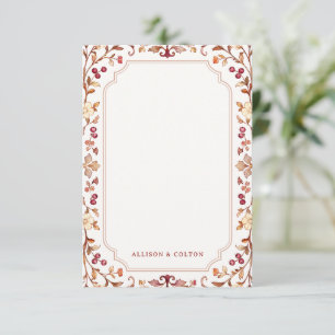 Carte De Correspondance Rust automnal floral botanique personnalisé