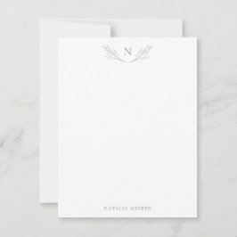 Carte De Correspondance Rustique Dusty Blue Botanches Monogramme