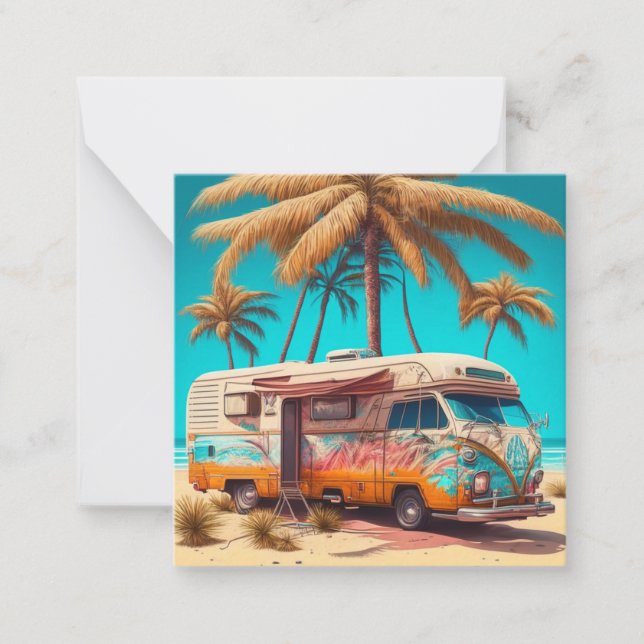 Carte De Correspondance RV rétro et palmiers (Devant)