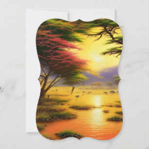 Carte De Correspondance Safari, couchers de soleil africains et animaux sa