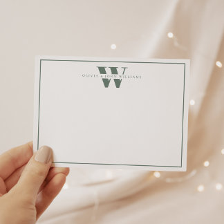 Carte De Correspondance Sage Green Moderne Monogramme Couple papeterie
