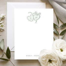 Carte De Correspondance Sage Hand Drawn Hearts Monogram Personalized