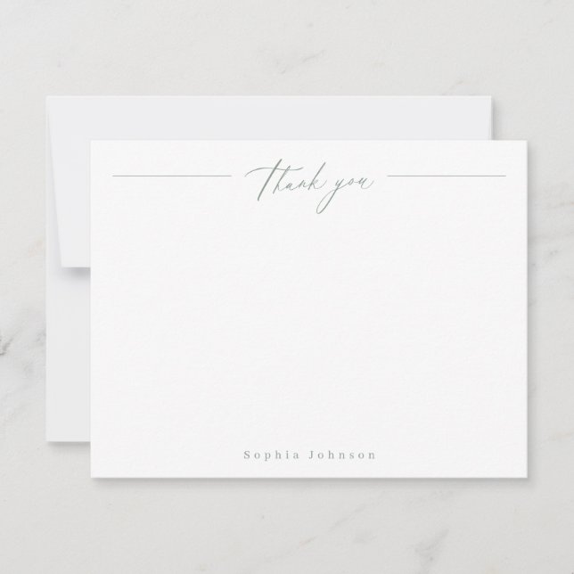 Carte De Correspondance Sage Minimal merci papeterie personnalisée (Devant)