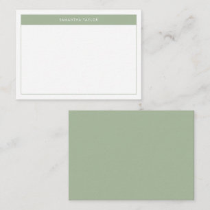 Carte De Correspondance Sage moderne Vert Simple Bordure Budget