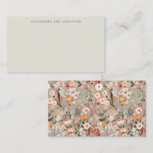Carte De Correspondance Sage Taupe Floral Boho Nom personnalisé Enceinte c
